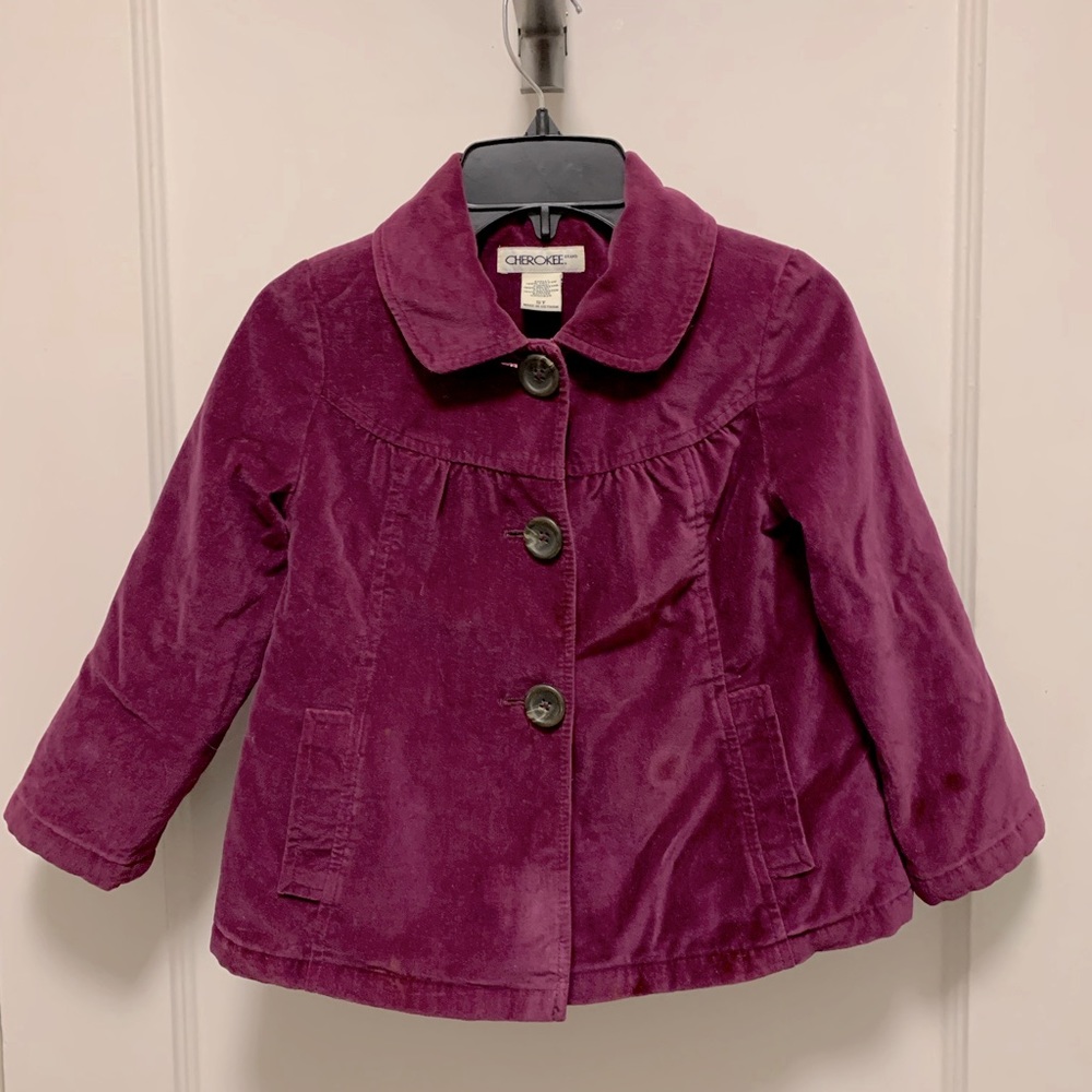 Cherokee brand Girls size 5T velvet pea coat. Beautiful color and texture.